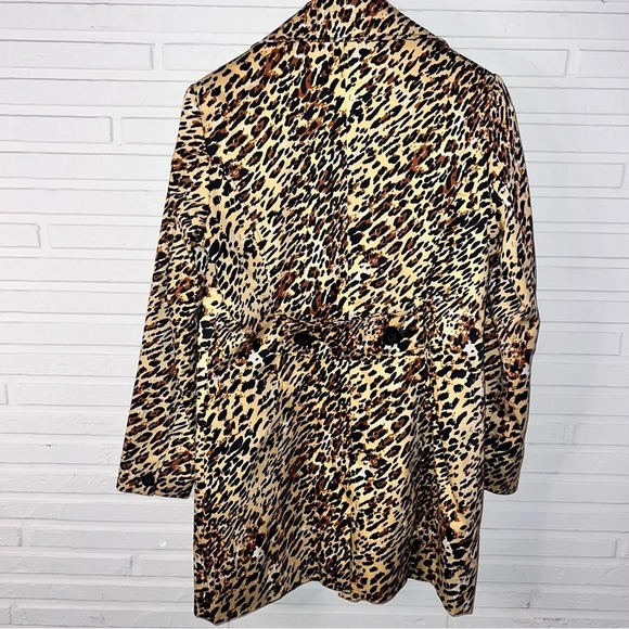 Worthington Brown Leopard Print Cotton Trench Overcoat , Women’s Size Small - Picture 4 of 9